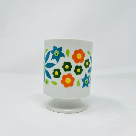Vintage Retro Groovy Flower Pedestal Mug Japan Coffee Cup MCM Footed DAMAGED see - Picture 2 of 7